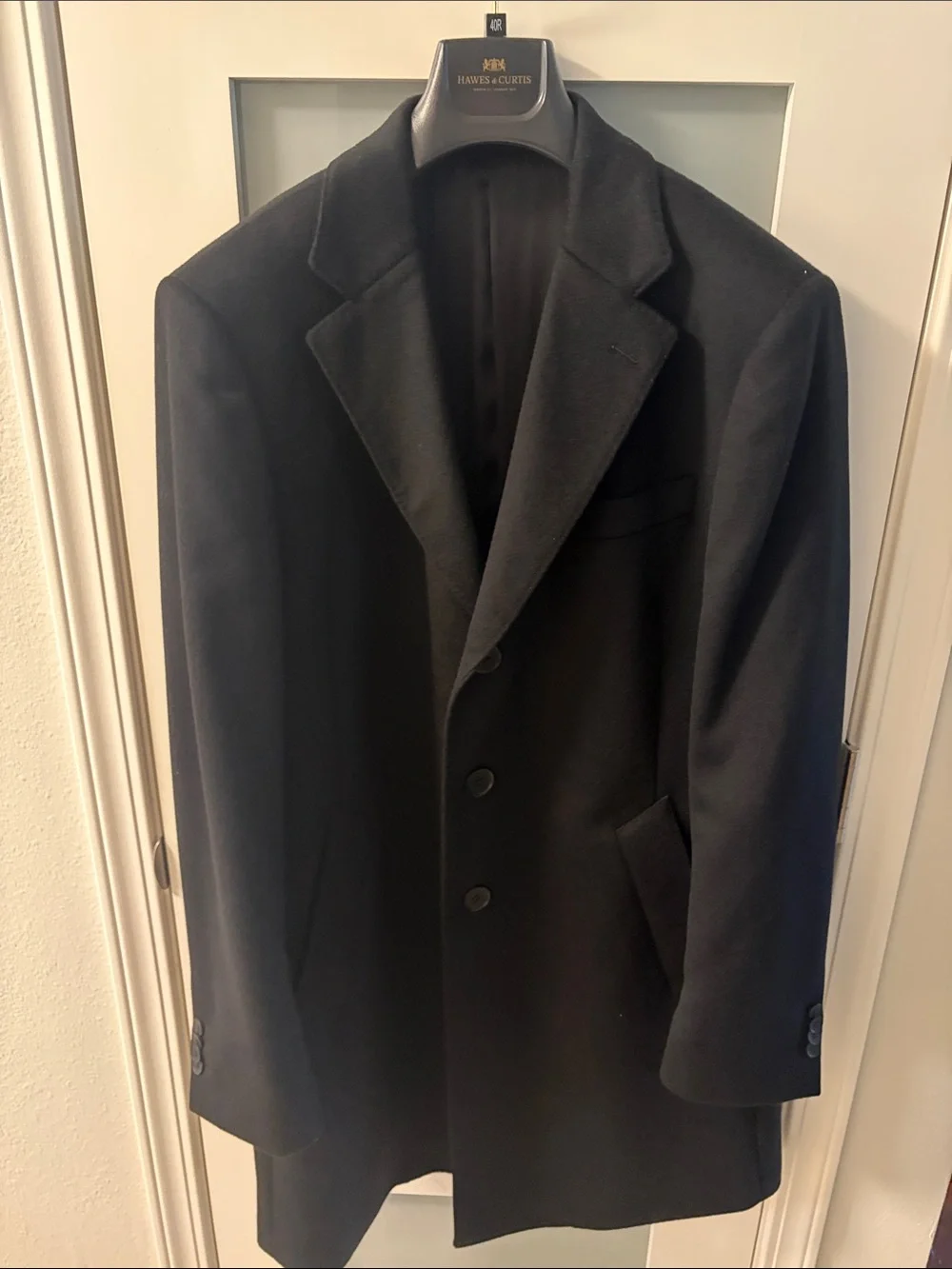 Men's Black Wool Overcoat Blazer - Classic Tailored Look